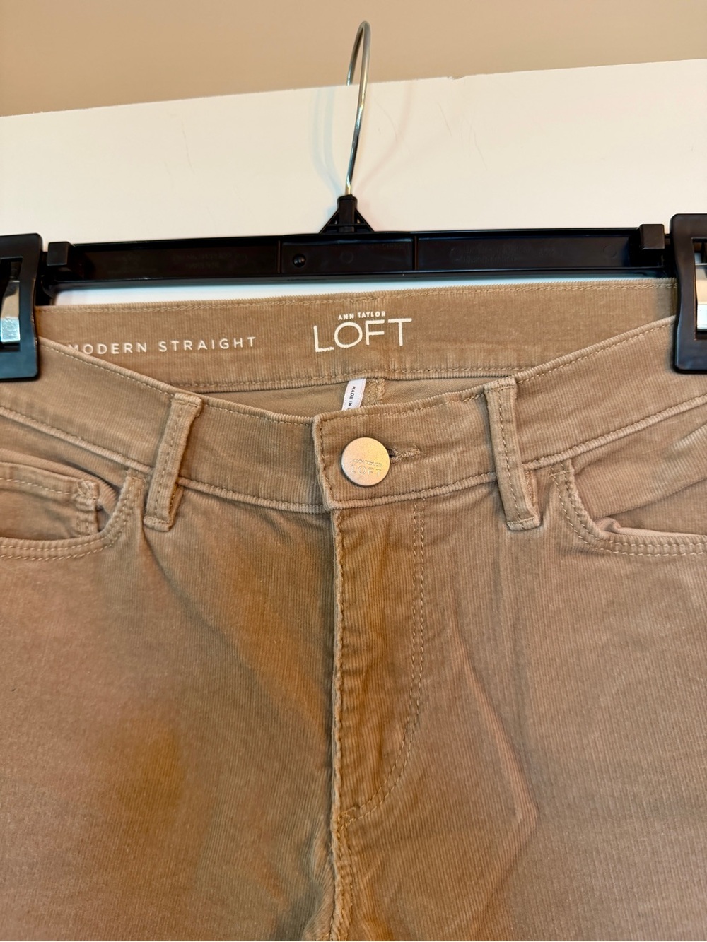 Ann Taylor LOFT Modern Straight Corduroy Pants - Beige